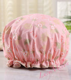 Shower Cap Sleep Luxury Bath Hat Hair Care waterproof double layer reuse woman