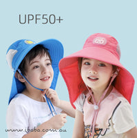 Girls Boys Sun bucket hat wide brim neck flap Beach legionnaires swim cap UVF50+