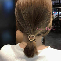 Hair Band Ties Rope Elastic Scrunchies Women Girls Accessories brown heart pearl