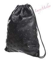 Designer Drawstring Bag black skull shopping Fashion Gym VSCO uni leather school