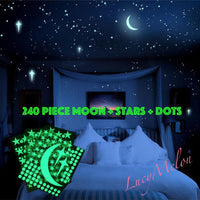 Glow In The Dark Moon Stars Dots Space Solar System Wall Sticker Kids unicorn