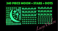 Glow In The Dark Moon Stars Dots Space Solar System Wall Sticker Kids unicorn