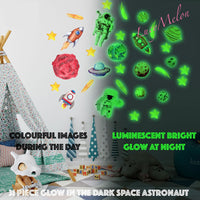 Glow In The Dark Moon Stars Dots Space Solar System Wall Sticker Kids unicorn