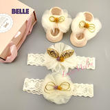 Baby Girl Headbands Handmade Xmas Baby shower kid newborn bow shoe set Turban