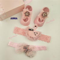 Girls Shoe sets with Hairbands Handmade Designer