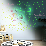 Glow In The Dark Moon Stars Dots Space Solar System Wall Sticker Kids unicorn