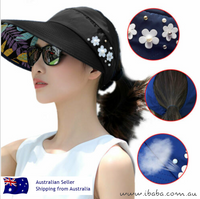 Women's Visor Golf Cap Beach Hat Pony Tail Hat