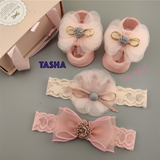 Girls Shoe sets with Hairbands Handmade Designer